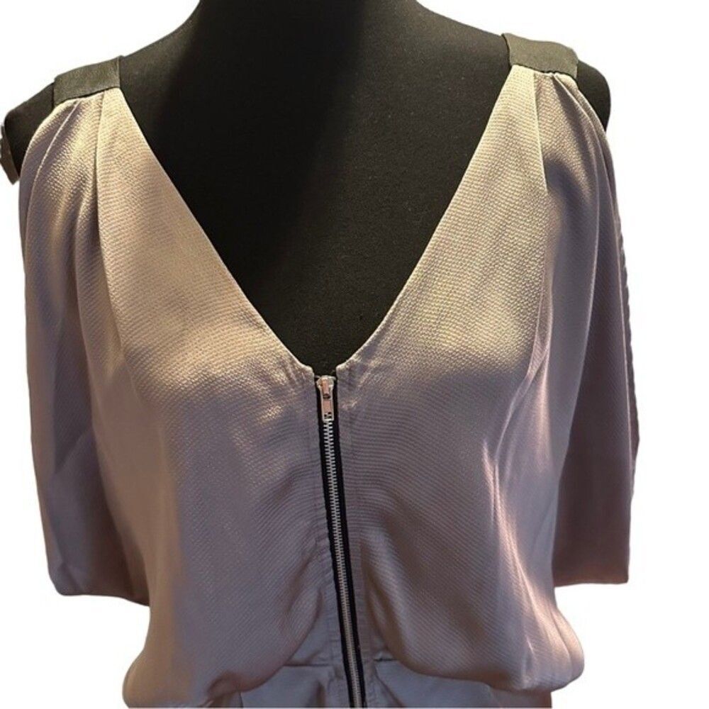 Forever 21 Zipper Front Dress Pewter Silver Sz M